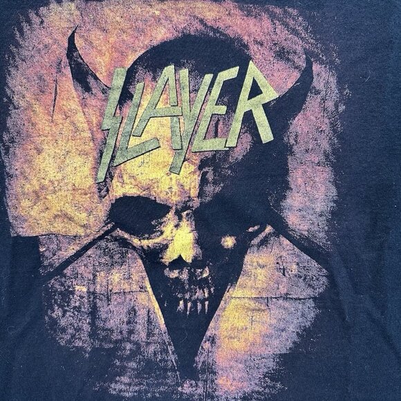 Slayer Skulls Metal Band Music Y2K Shirt Mens Size S Black Graphic Tee Band - Picture 3 of 6